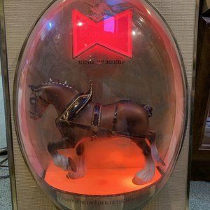 Budweiser Clydesdale Horse Bubble Dome Lights Works Perfectly! 15”x20”x7” Deep!